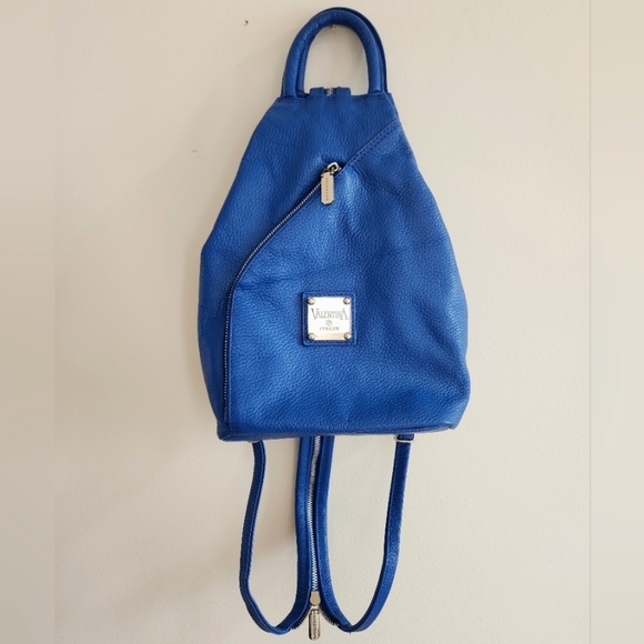 -SOLD-Valentina Italia Blue Leather Sling Backpack/Shoulder Bag/Handbag,  BNWOT - Picture 2 of 16